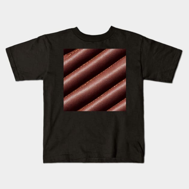 Brown Imitation leather with stitching, natural and ecological leather print #17 Kids T-Shirt by Endless-Designs